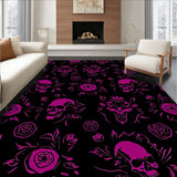 Macabre Rose Skull Tapestry Interlocking Floral Gothic Art(Black)