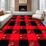 Buffalo Checkered Stripe Accent with Festive Pinecone Motifs(Red)