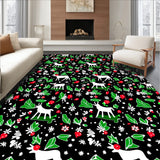 Festive Reindeer with Scattered Snow Dot and Holly Leaf(Black)