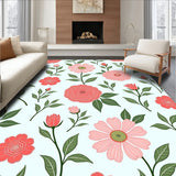 Romantic Rose Garden Motif Modern Area Plush Texture(Pink)