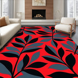 Abstract Botanical with Interlocking Leaf Shapes and Graphite Accents(Red)