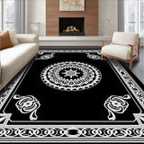 Medallion Non Slip Ornate Floral Design (Black)
