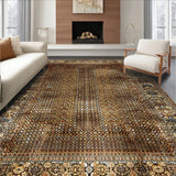 Geometric Spotted Boho Area Rug with Bronze Highlights(Brown)