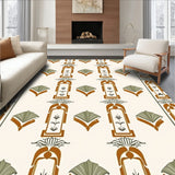Art Inspired Fan Motif With Repeating Symmetrical Arches (Brown) - ODIKA