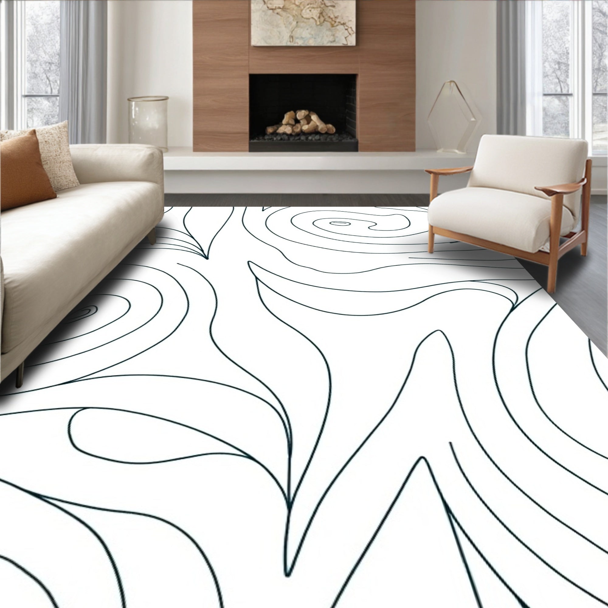 Elegant Arch Wave Micro Loop Luxury Textured Contemporary (Black) - ODIKA