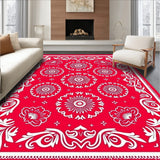 Nordic Inspired Starburst Medallion and Botanical Scrollwork Design(Red)