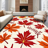 Autumn Harvest Semicircle Doormat with Golden Maple Leaves Branch Design(Red)