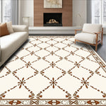 Interlocking Lattice with Subtle Floral Accents and Decorative Borders (Brown) - ODIKA