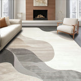 Abstract Waves Modern Area Beige Grey(Beige)