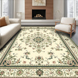 Handcrafted Wool Blend Elegant Sage Beige Medallion Accent(Beige)