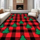 Rustic Highland Tartan Featuring Abstract Fir Silhouettes(Red)