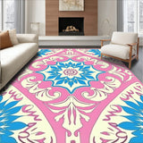 Vintage Inspired Floral Medallion with Curvilinear Boho Motifs(Pink)