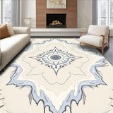 Celestial Dreamscape Artistic Flowing Swirl Distressed Medallion(Beige)