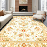 Artistic Area Showcasing Vintage Floral in Warm Beige Hues(Beige)