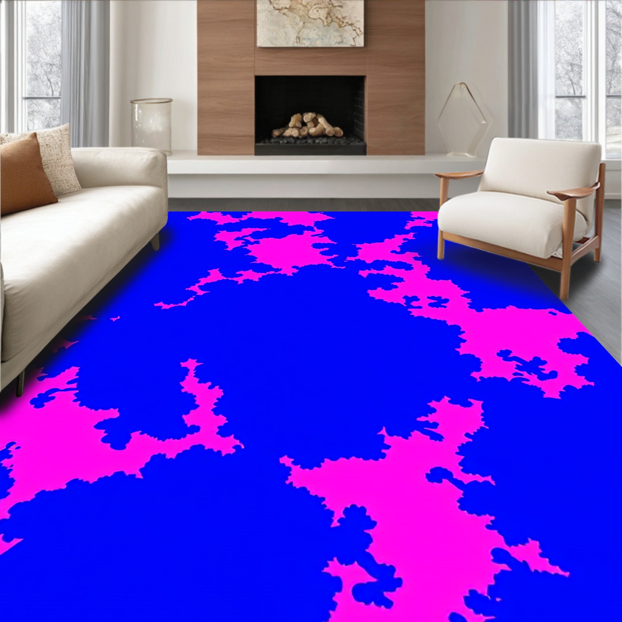 Abstract Swirl Design Featuring Dynamic Tie Dyed Effects (Blue) - ODIKA