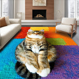 Ultra Soft Area Rug, Non Slip, Stain Resistant, Washable Area Rugs for Living Room, Bedroom, Cat Themed Welcome Doormat(Blue)