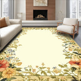 Earthy Allure Beige & Verdant Bordered Area(Beige)