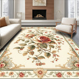 Desert Rose Beige Sage Muted Floral Medallion Floor Accent(Beige)