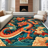 Ultra Soft Area Rug, Non Slip, Stain Resistant, Washable Area Rugs for Living Room, Bedroom, Dragon Castle Fantasy(Red)