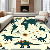 Beige Educational with Dinosaur Silhouettes and World Map(Green)