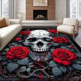 Rebel Rose Skull Anti Slip Multipurpose Gothic Floral Design(Red)