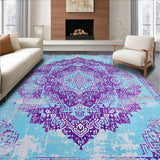 Ultra Soft Area Rug, Non Slip, Stain Resistant, Washable Area Rugs for Living Room, Bedroom, Boho Chic Distressed Area Rug(Blue)