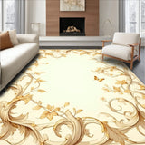 Botanical Scrollwork Area with Elegant Leafy Vines and Baroque Flourishes(Beige)