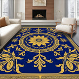 Abstract Medallion Design with Symmetrical Ornamental Details (Blue)
