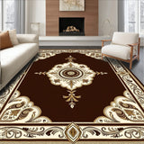 Vintage Medallion Accent with Intricate Border Design(Brown)