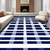Living Room Stripe Rug Navy/White Stripes(Blue)