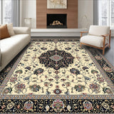 Sophisticated Beige and Black Oriental Featuring Timeless Medallion Design(Beige)