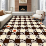 Seasonal Maple Leaf Plaid Harvest Festival Door Welcome Design(Brown)