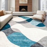 Contemporary Geometric Waves with Gray Light Blue and Cream Accents(Gray)