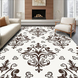 Heritage Damask Vintage Distressed Antiqued Fade Pathway Barrier(Brown)