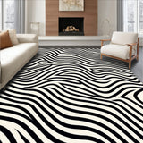 Abstract Zebra Stripe Waves with Flowing Curved Lines Contemporary Style(Black)
