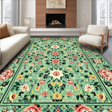 Ultra Soft Area Rug, Non Slip, Stain Resistant, Washable Area Rugs for Living Room, Bedroom, Non-Slip Boho Floral Reading Nook(Green)