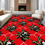 Yuletide Interlocking Plaid with Stylized Evergreen Sprigs(Red)