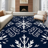 Festive Snowflake Winter Wonderland Semi Circle Welcome Entryway(Blue)