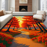 Enchanted Woodland Sunset Path Tapestry(Orange)