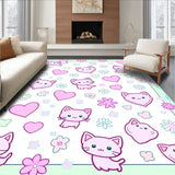 Kawaii Kitten Mosaic with Floral Accents and Motifs(Pink)