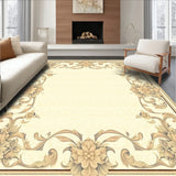 Cream and Beige Ornamental Swirl with Sophisticated Floral Accents(Beige)