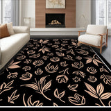 Midnight Garden Abstract Botanica with Whimsical Leaf Flourish(Black)