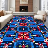 Tartan Celebration Patchwork with Abstract Evergreen Flourishes(Blue)