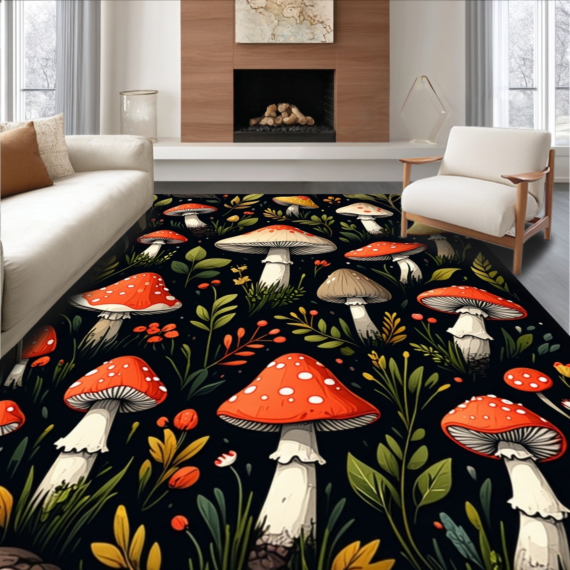 Ultra Soft Area Rug, Non Slip, Stain Resistant, Washable Area Rugs for Living Room, Bedroom, Nature-Inspired Waterproof Laundry Room Standing Rug(Red)