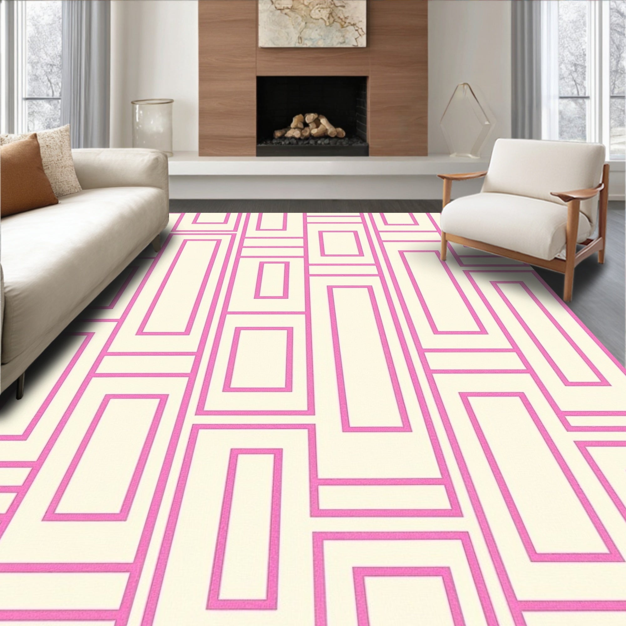 Elegant Pocket Featuring Interlocking Abstract Shapes (Pink) - ODIKA