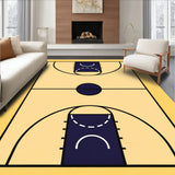 Basketball Court Beige Floor Navy Key Black Lines(Beige)