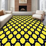 Contemporary Shag with Abstract Cross and Interlocking Design(Yellow)