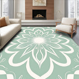 Abstract Floral Medallion Featuring Interlocking Petal Shapes and Swirls(Green)