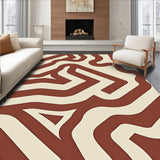 Luxurious Touch With Curved Wave Stripes And Abstract(Brown)