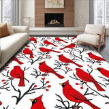 Cardinal Motif with Winter Berry Branch Decorative Floor(Red)